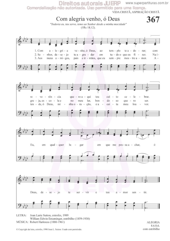 Partitura da música Com Alegria Venho, Ó Deus - 367 HCC v.2