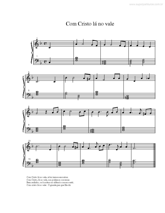 Partitura da música Com Cristo lá no Vale