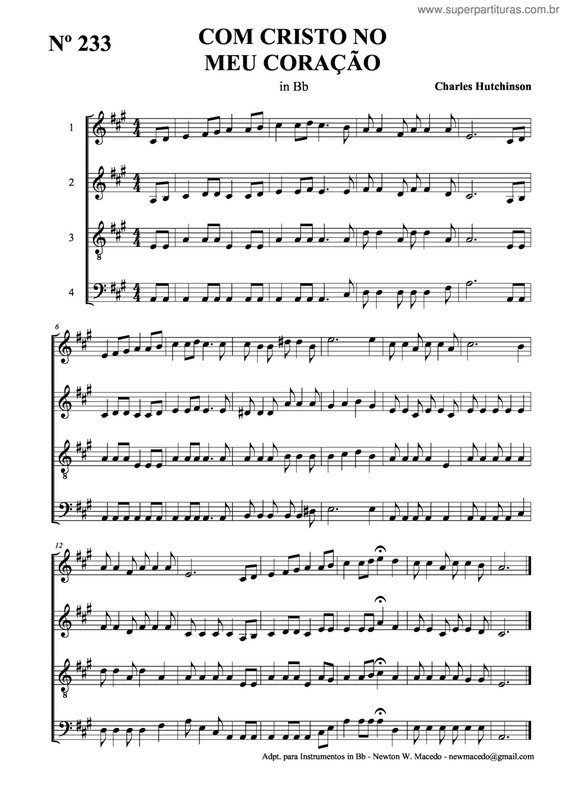 Partitura da música Com Cristo No Meu Coração v.2