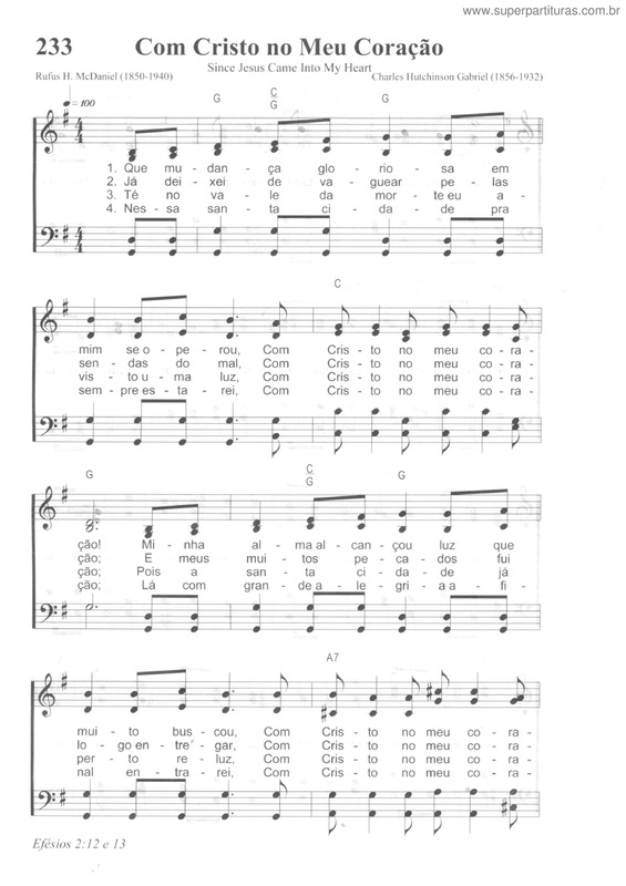 Partitura da música Com Cristo No Meu Coração