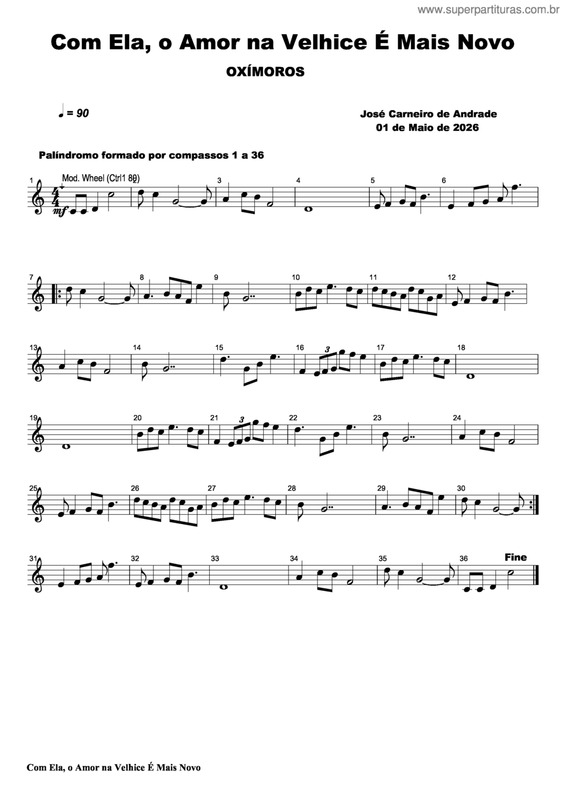 Partitura da música Com Ela, O Amor Na Velhice É Mais Novo