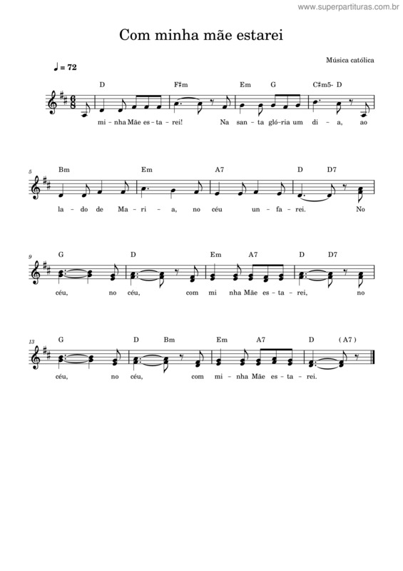 Partitura da música Com Minha Mãe Estarei v.2