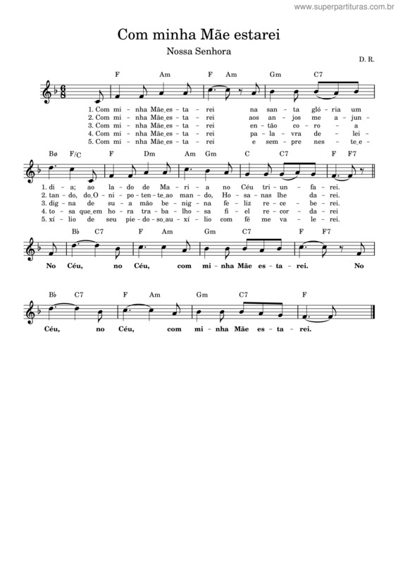 Partitura da música Com Minha Mãe Estarei v.3