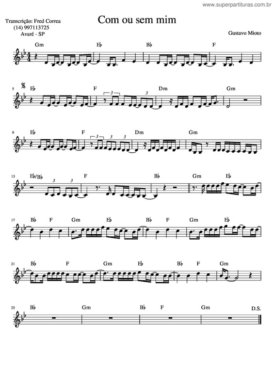 Partitura da música Com Ou Sem Mim