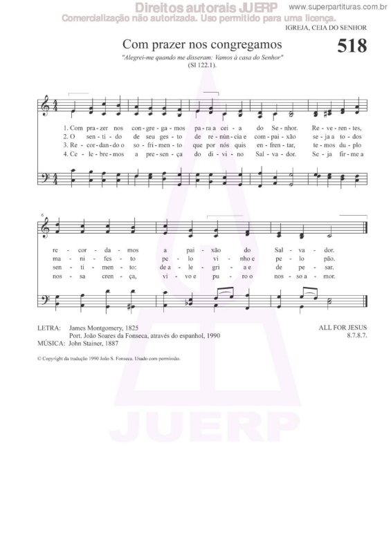 Partitura da música Com Prazer Nos Congregamos - 518 HCC v.2