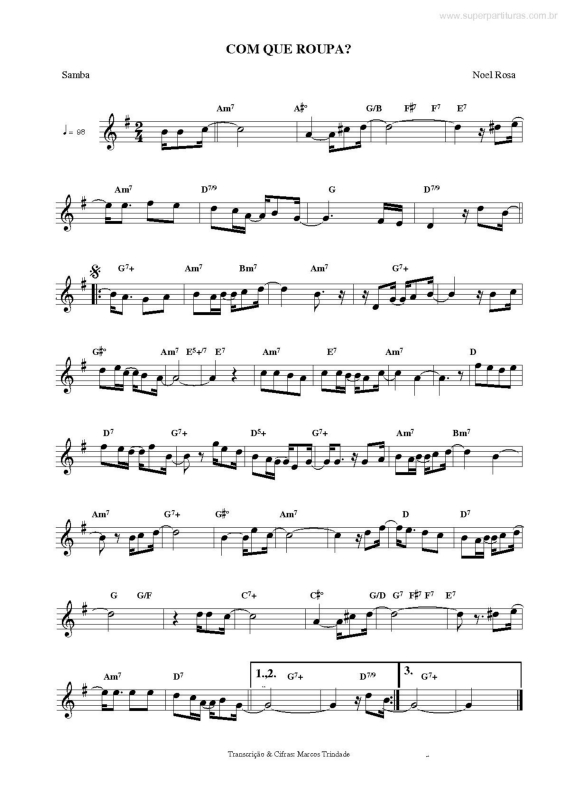 Partitura da música Com que Roupa?