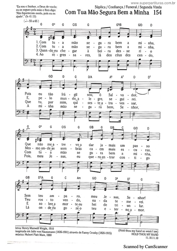 Partitura da música Com Tua Mão Segura Bem A Minha v.2