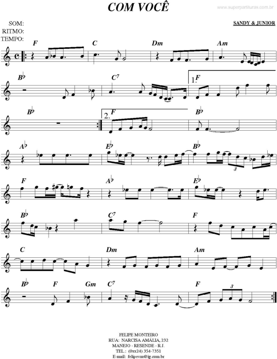 Partitura da música Com Você