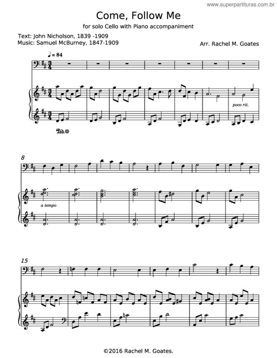 Partitura da música Come, Follow Me – Samuel Mcburney