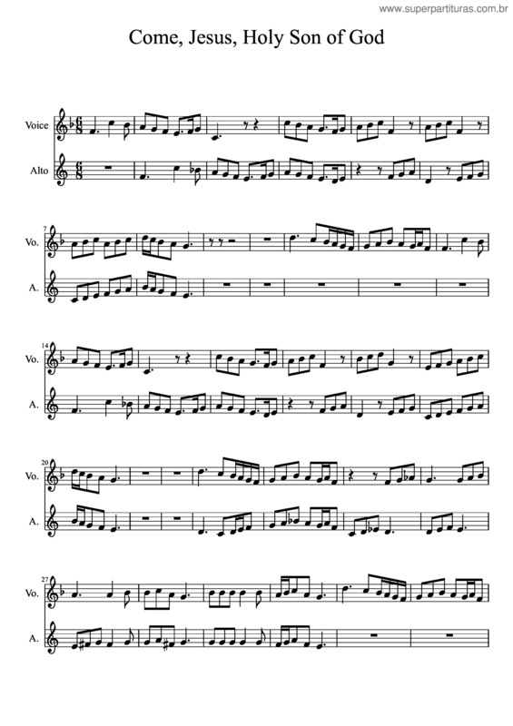 Partitura da música Come, Jesus, Holy Son Of God v.2