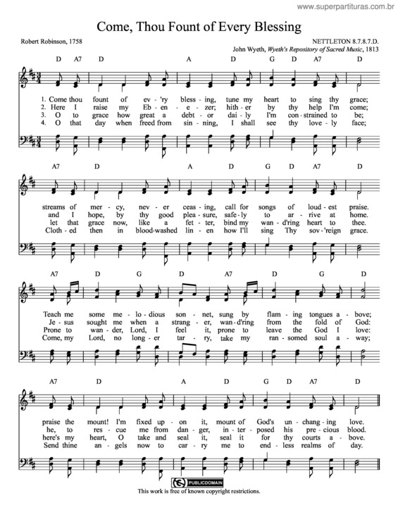 Partitura da música Come, Thou Fount of Every Blessing