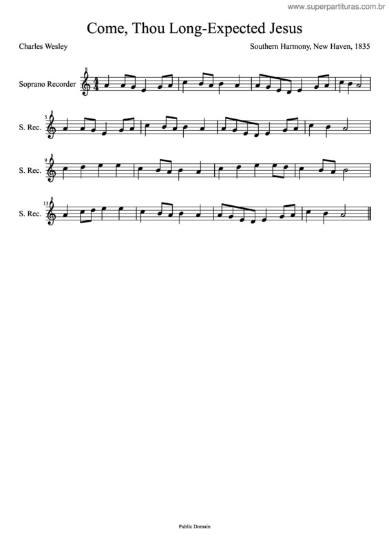 Partitura da música Come, Thou Long–Expected Jesus v.3