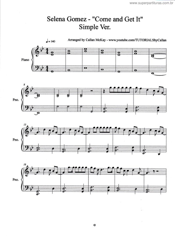 Partitura da música Come And Get It v.2