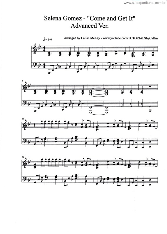 Partitura da música Come And Get It