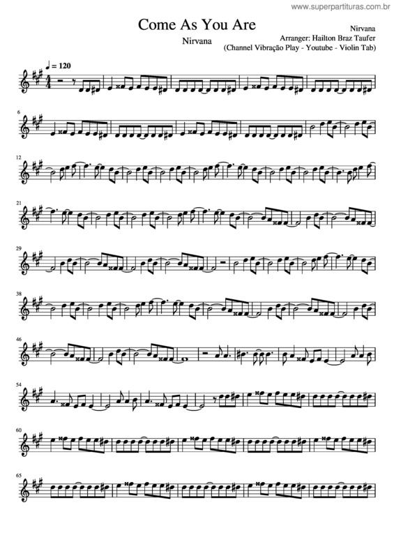 Partitura da música Come As You Are – Nirvana v.4