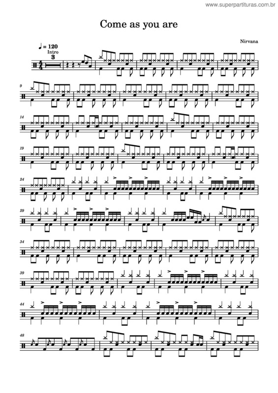 Partitura da música Come As You Are – Nirvana v.5