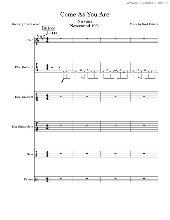 Partitura da música Come As You Are – Nirvana v.6