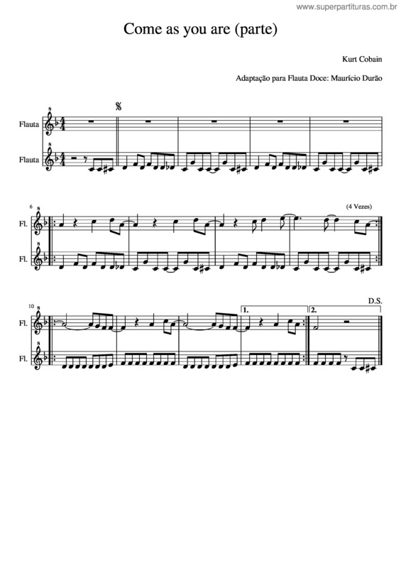 Partitura da música Come As You Are Re3