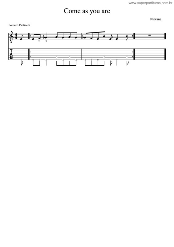 Partitura da música Come As You Are Tab
