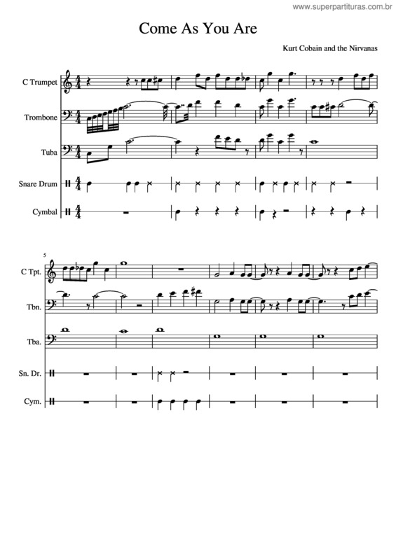 Partitura da música Come As You Are v.10