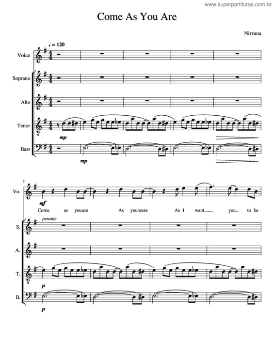Partitura da música Come As You Are v.14
