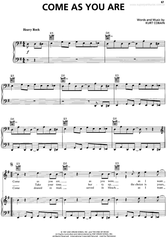 Partitura da música Come As You Are v.3