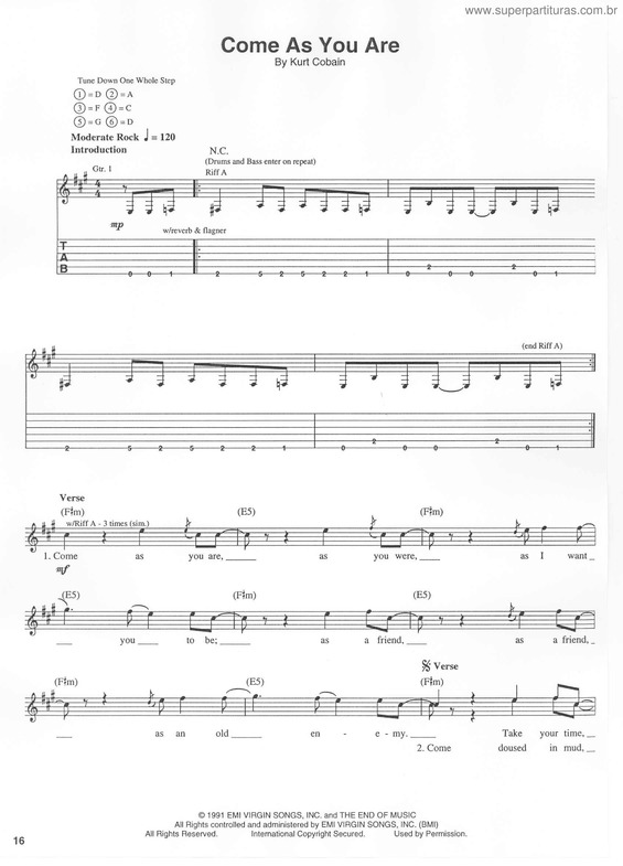 Partitura da música Come As You Are v.4