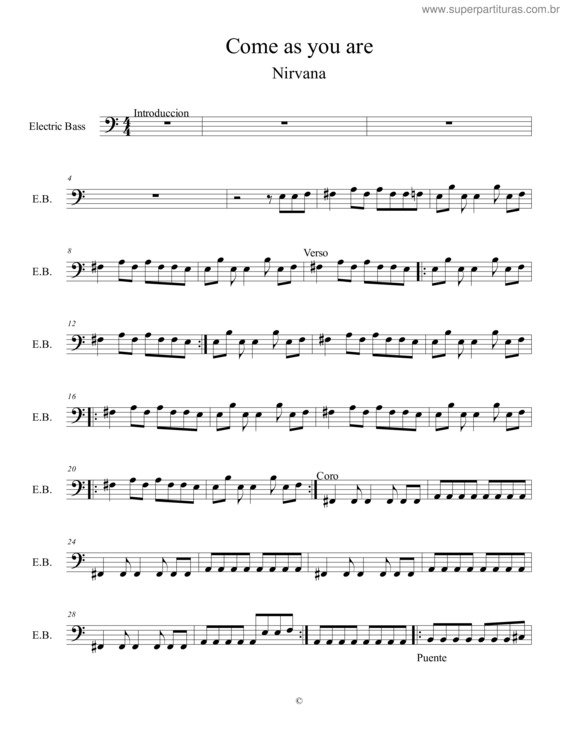 Partitura da música Come As You Are v.5