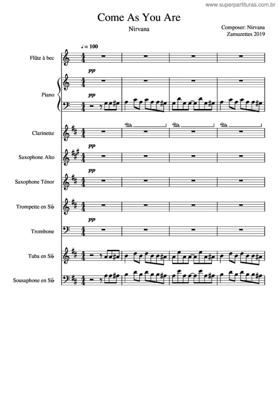 Partitura da música Come As You Are v.8