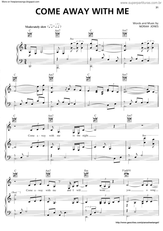 Partitura da música Come Away With Me v.2