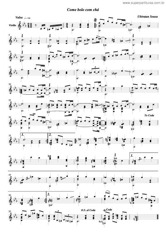 Partitura da música Come Bolo Com Chá