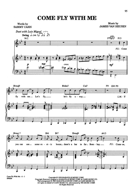 Partitura da música Come Fly With Me v.3