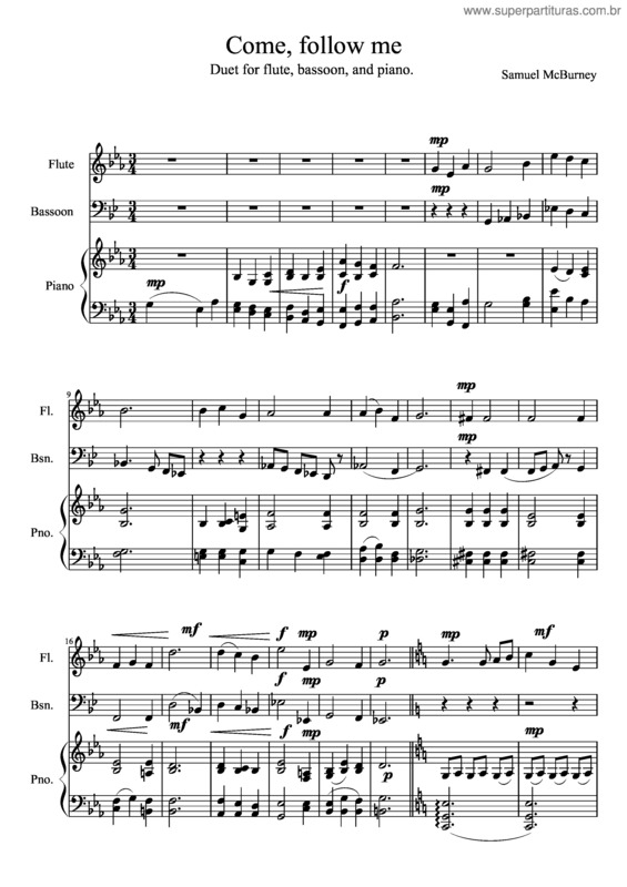 Partitura da música Come Follow Me