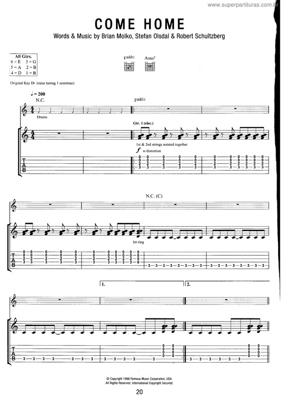 Partitura da música Come home