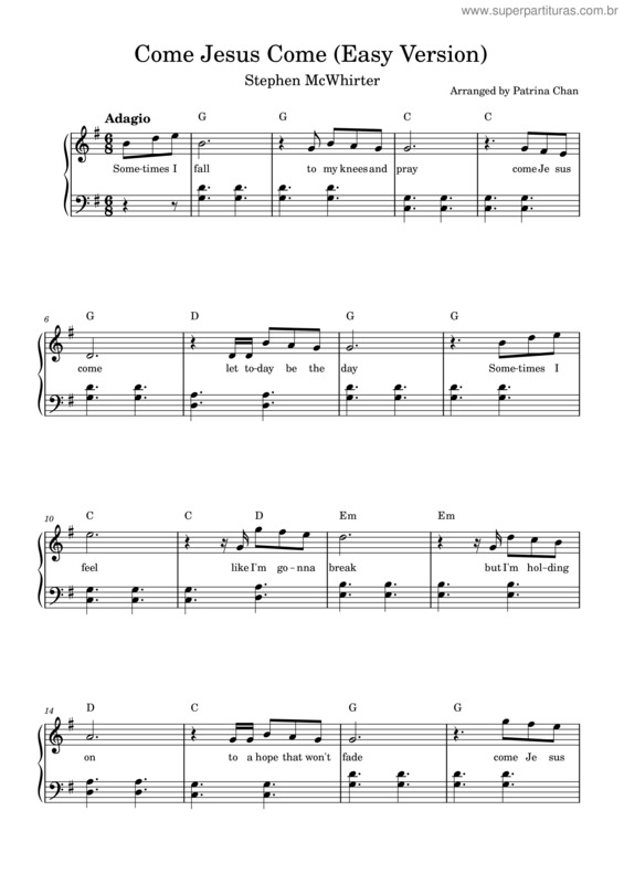 Partitura da música Come Jesus Come