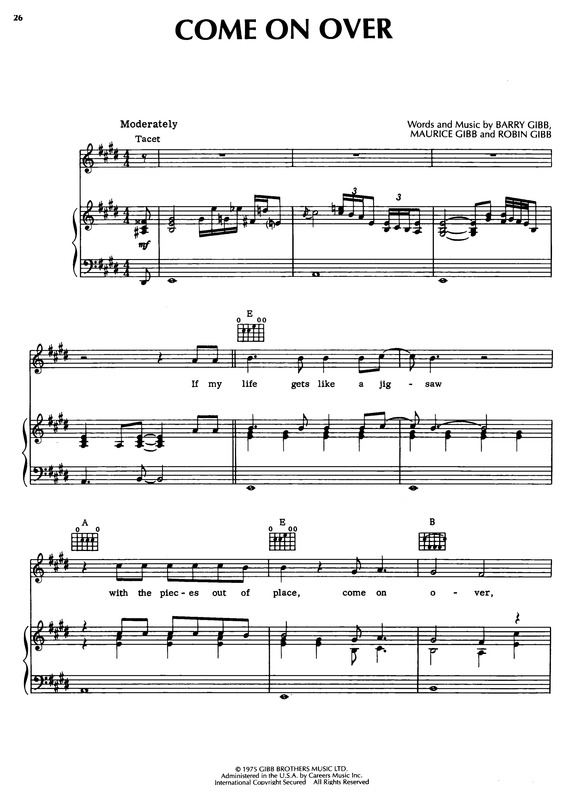 Partitura da música Come On Over v.3