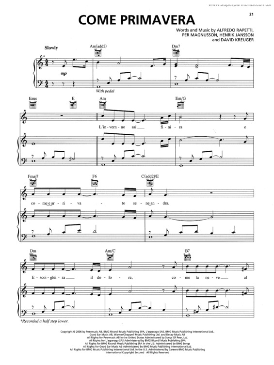 Partitura da música Come Primavera