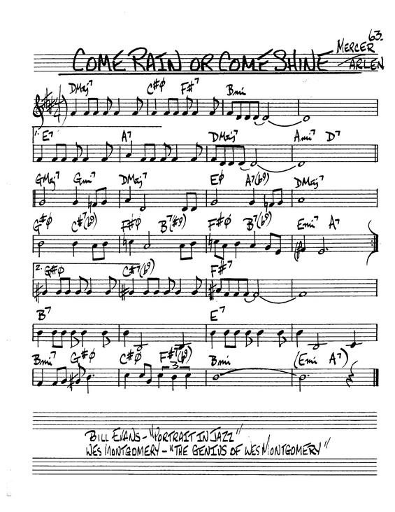 Partitura da música Come Rain or Come Shine v.2