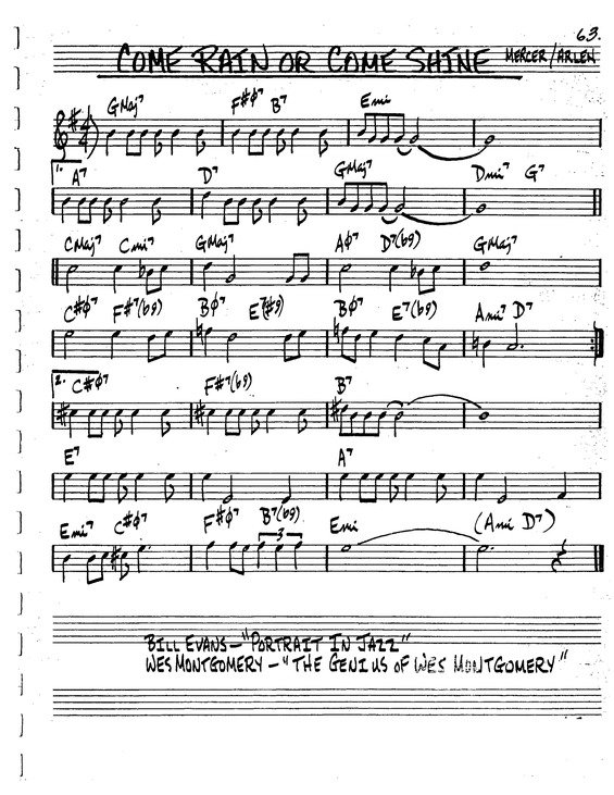 Partitura da música Come Rain Or Come Shine v.3