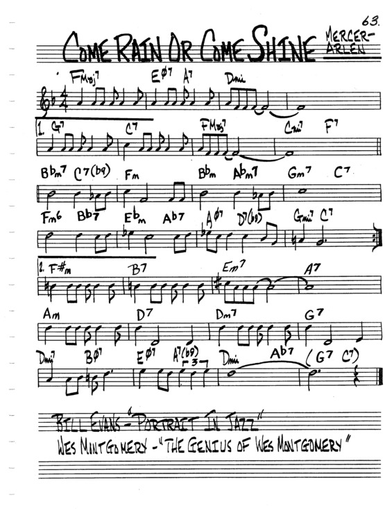 Partitura da música Come Rain Or Come Shine v.4