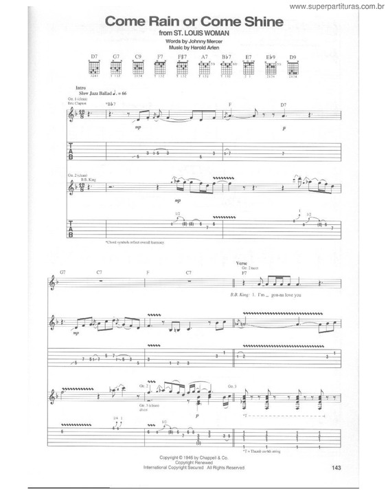 Partitura da música Come rain or come shine