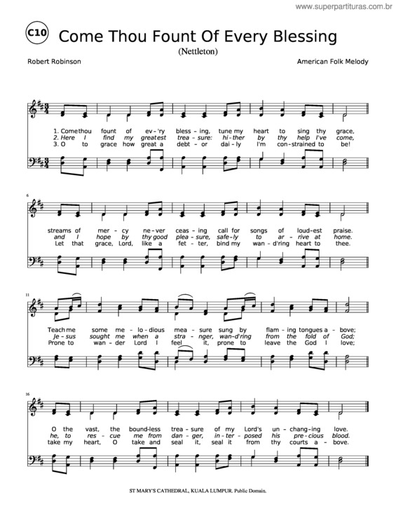 Partitura da música Come Thou Fount Of Every Blessing