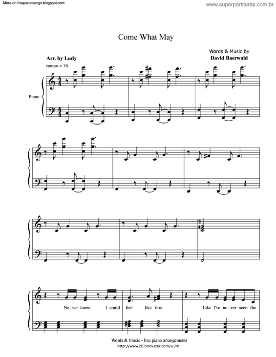 Partitura da música Come What May v.2