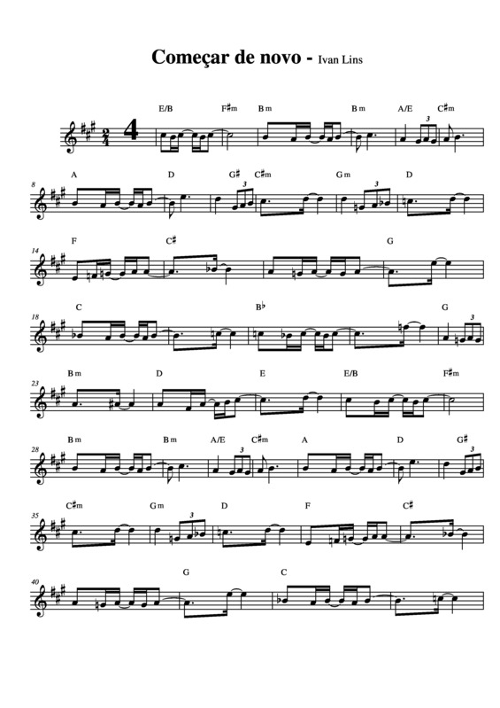 Partitura da música Começar de Novo v.2