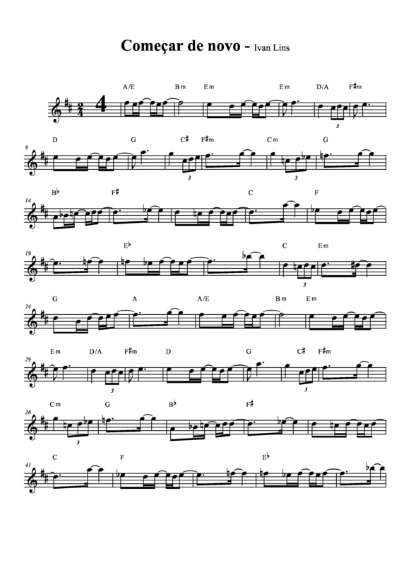 Partitura da música Começar de novo v.3