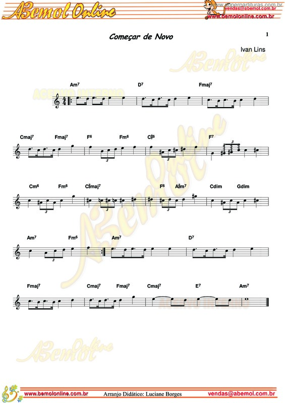 Partitura da música Começar De Novo v.4