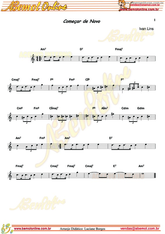 Partitura da música Começar De Novo v.4