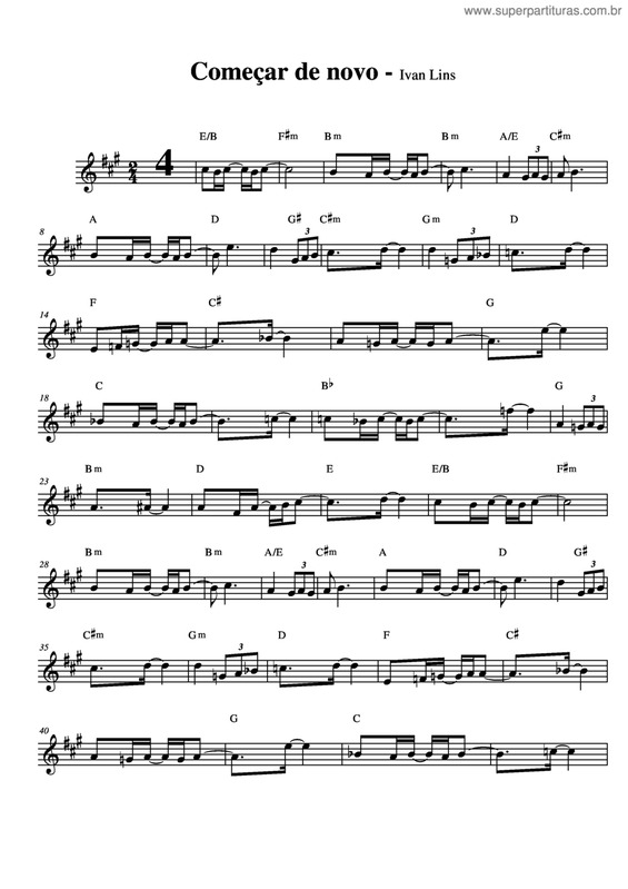 Partitura da música Começar De Novo v.7