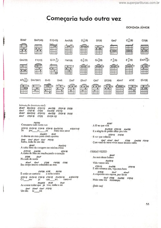 Partitura da música Começaria Tudo Outra Vez v.5