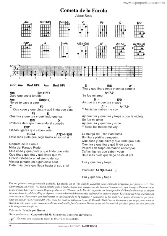 Partitura da música Cometa De La Farola